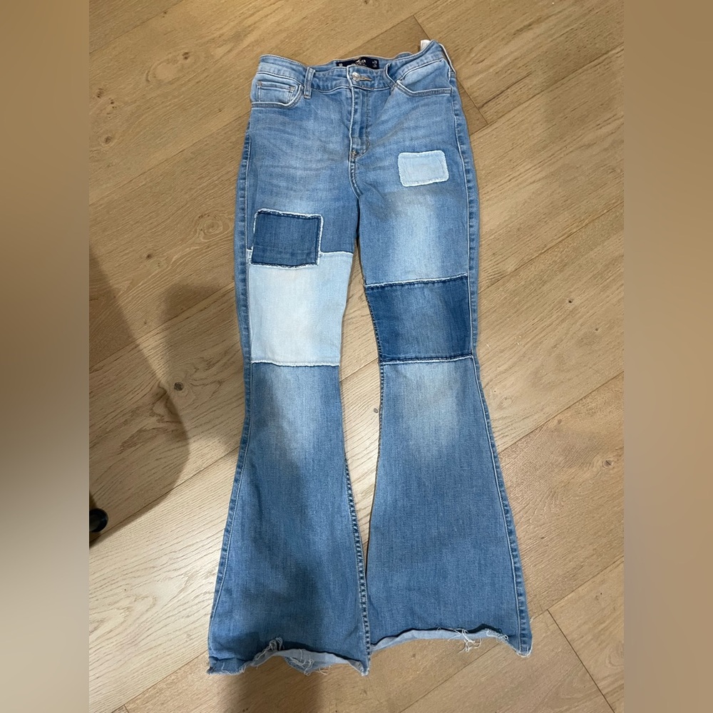 NEW HOLLISTER patchwork flare jeans